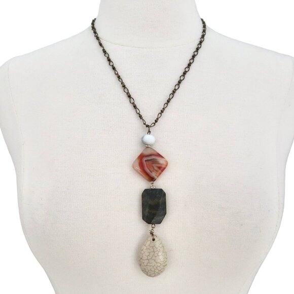 ALI KHAN natural stone pendant necklace - Picture 2 of 7